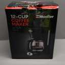 Mueller 12-Cup Drip Coffee Maker - Borosilicate Carafe, Auto-Off, Reusable Filter, Anti-Drip, Keep-Warm Function, Clear Water Level Window Coffee Machine, Kitchen Essentials & Accessories (Black)