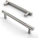 Asidrama 10 Pack 5 Inch(128mm) Brushed Satin Nickel Cabinet Pulls Knurled Cabinet Handles Cupboard Handles Kitchen Cabinet Hardware for Cupboard Drawer Pulls (5" Hole Center)