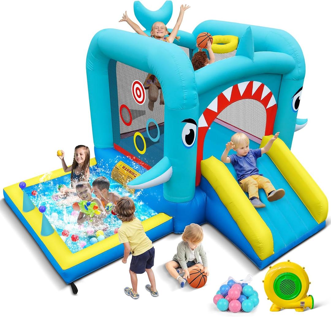 Culaluva Inflatable Bounce House: Jump Bouncer Castle Slide Combo - 7 in 1 for Kids 3-6 - with 370W Blower - for Indoor Outdoor Play