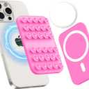 Patented Magnetic Sticky Phone Suction Grip Mount for MagSafe Case,Magnet Silicone Portable Stand Holder for iPhone 16/15/14/13/12 Series and Android, Hands-Free Selfies and Videos (Hot Pink)