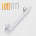 1.6 FT White Wall Mount Steel Handrails for Indoor Stairs- 19 Inch Metal Pipe Hand Rails for Seniors, Outdoor Stair Railing Grab Bars for Wall, Deck Porch Rails