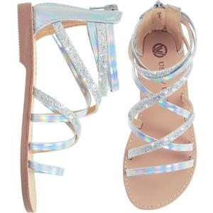 Vonair Girls Sandals Strappy Gladiator with Zipper Comfort Summer Shoes, Size 13