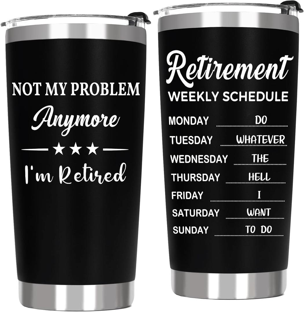 Retirement Gifts for Men - Happy Retirement Gag Gifts Tumbler for Teacher Coworkers Boss Dad, Best Retired Gift Goodbye Farewell Gift for Men, 20 OZ Stainless Steel Insulated Travel Coffee Tumbler Cup