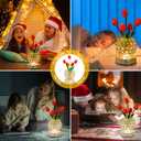 Tulip Crystal Flower Lamp Touch Lamp,Rechargeable Cordless Table Lamp, 3-Colour Infinitely Dimming Battery Powered Small Night Light,Gift for Mom for Valentine Day,Mothers Day,Xmas,Birthday (Red)
