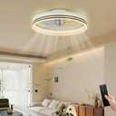 Ceiling Fans with Lights 20" Fandelier Modern Ceiling Fan Dimmable Low Profile Ceiling Fan Flush Mount Bladeless Chandelier Fan Ceiling Fan Lights for Bedroom Kitchen and Living Room(White)