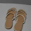 OYOANGLE Women's Rhinestone Strappy Open Toe Slide Sandals Slip on Casual Flat Sandals 38