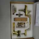 Leydebong Gold Front Door Handle and Deadbolt Set, Classic Front Door Lock Set, All Keyed Differrnt Front Door Handle with Single Cylinder Deadbolt for Exterior Door, Reversible for Right&Left (Wave Handleset with Lever - 1 Pack, Satin Brass)