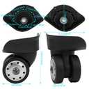 BigKing A88 Multi-Hole Wheel,2Pcs A88 Small Black Trolley Suitcase Casters Universal Wheel Replacement Outdoor