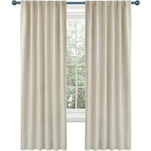 Deconovo Blackout Curtains, Thermal Insulated, W42 x L63 2 Panels, Back Tab, Machine Washable, Room-Darkening Drapes for Bedroom/Living Room Light Beige