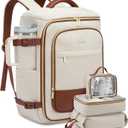 LOVEVOOK 40L Travel Backpack Carry on Flight Approved, Personal Item Bag with 3 Packing Cubes, Travel Backpack for Women Fits 17" Laptop, Water-resistant Carry On Bag for Airplanes (White & Brown)