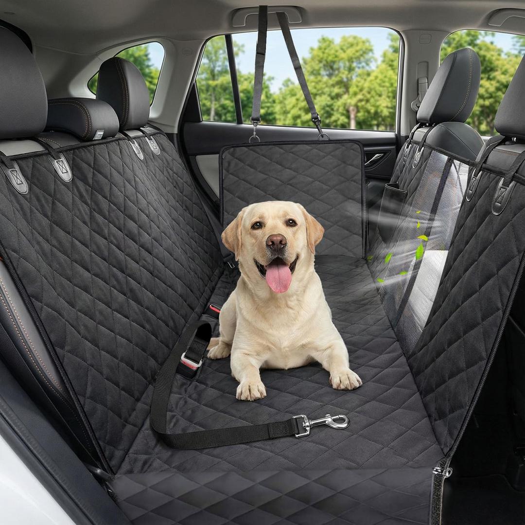 Dog Car Seat Cover, 600D Heavy Dute Durable Car Seat Cover for Dogs Pets, 100% Waterproof Scratch Proof Nonslip Dog Hammock for Cars, Seat Covers Protector with Seatbelt for Pet Sedan SUV Trucks (Standard (53.9*57.9 ), Black)