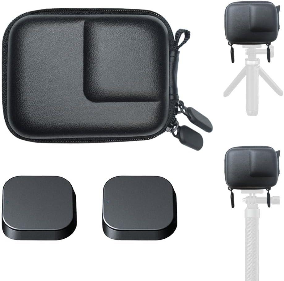 Mini Storage Bag Case for GoPro Hero 12 11 10 9 8 Black + Hero12 Hero11 Hero10 Hero9 Hero8 Rubber Lens Cap Cover, Carrying Boxes Accessory for Go pro [2+1 Pack]