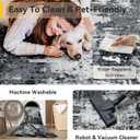 RELEANY Washable Square 8'x8' Area Rug for Living Room Black White