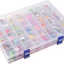 2 Pack Fixed 48 Grids Clear Plastic Divider Storage Box, Transparent Organizer Container Case for Bead, Button, Jewelry, Diamond, Craft, Small Parts, Sewing KitDIY Accessories