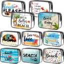 Kacctyen 10 Pcs Beach Clear Makeup Bags Gift for Women Clear Toiletry Bag Beach Cosmetic Bags Waterproof Travel Multifunction Pouch for Friend Sister Nurse Vacation Organization