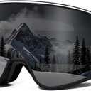 Ski Goggles OTG for Men Women, Anti-fog UV Protection Snowboard Goggles Snow Goggles Skiing Snowmobile for Adult Youth (Black&grey)
