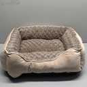 JOEJOY Rectangle Dog Bed for Large Medium Small Dogs - Washable Orthopedic Sofa Bed, Soft Breathable Puppy & Pet Cuddler, Durable Calming Dog Bed with Anti-Slip Bottom, Multiple Sizes, Beige (S(20"x 19"x 6"))