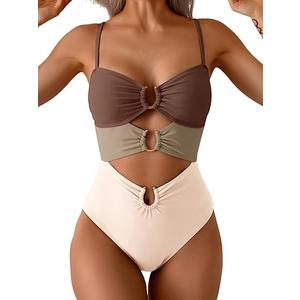 Eomenie One Piece Swimsuit for Women Ring Linked Monokini Sexy Bathing Suit Cutout Swim Suit, Size: S