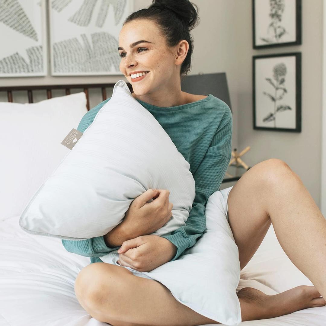 DOWNLITE Worlds Flattest Down Pillow - Designed to Be Really Thin - Perfect for Stomach Sleepers - from (Standard/Queen)