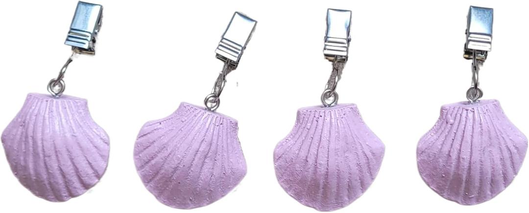 TwoFish Home Set of 4 Pink-Shell Resin Tablecloth Weights Clips Pink-Shell Handicraft Tablecloth Clamps Pack of 4