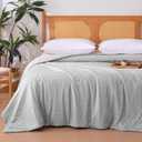 Amazon Basics Cooling Comforter, Soft Lightweight Waffle Weave Blanket for Hot Sleepers, Summer & All Season Bedding to Keep Cool for Night Sweats, 90"x90", Queen, Gray