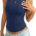 EasyGala Womens Double Lined Boat Neck Tank Tops Sleeveless Summer Shirts | Double Lined, Slim Fitted, Y2K Tops, Summer Going Out Outfits,Trendy Fashion Clothes, Workout, Business Casual, Vacation (Blue, XL)