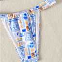 Women's 2 Piece Bathing Suit Graphic Boho Triangle Swimsuits Thong Cheeky Floral Bikini Set (XL)