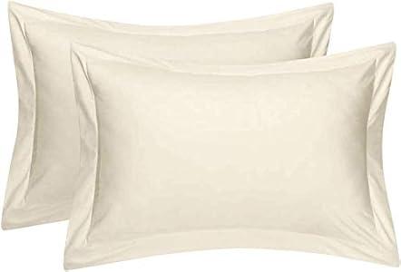 Cotton Metrics Heavy Quality Standard Pillow Shams Set of 2 Ivory 600TC 100% Organic Cotton Ivory Pillow Shams Standard Size 20X26 Decorative Pillow Cover with 2 Inch Flang