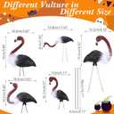 Geelin 10 Pcs Halloween Flamingo Skeletons Stakes Yard Decorations 16 in Skeleton Riding Black Buzzards Outdoor Decor Vulture Statue Stakes Decor for Halloween Lawn Garden Outdoor Party