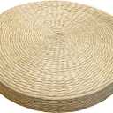 Round Tatami Floor Pillow Cushion, Handwoven Meditation Straw Cushions for Living Room Yoga Window Seat Reading Nook Bedroom Outdoor Seat (Dia: 15.7")