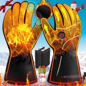 Heated Gloves for Men Women, Ugraded Battery Electric Heated Gloves, Rechargeable Electric Heating Gloves Waterproof Heated Ski Gloves with Touchscreen for Cold Weather Skiing Hiking Hunting Gifts