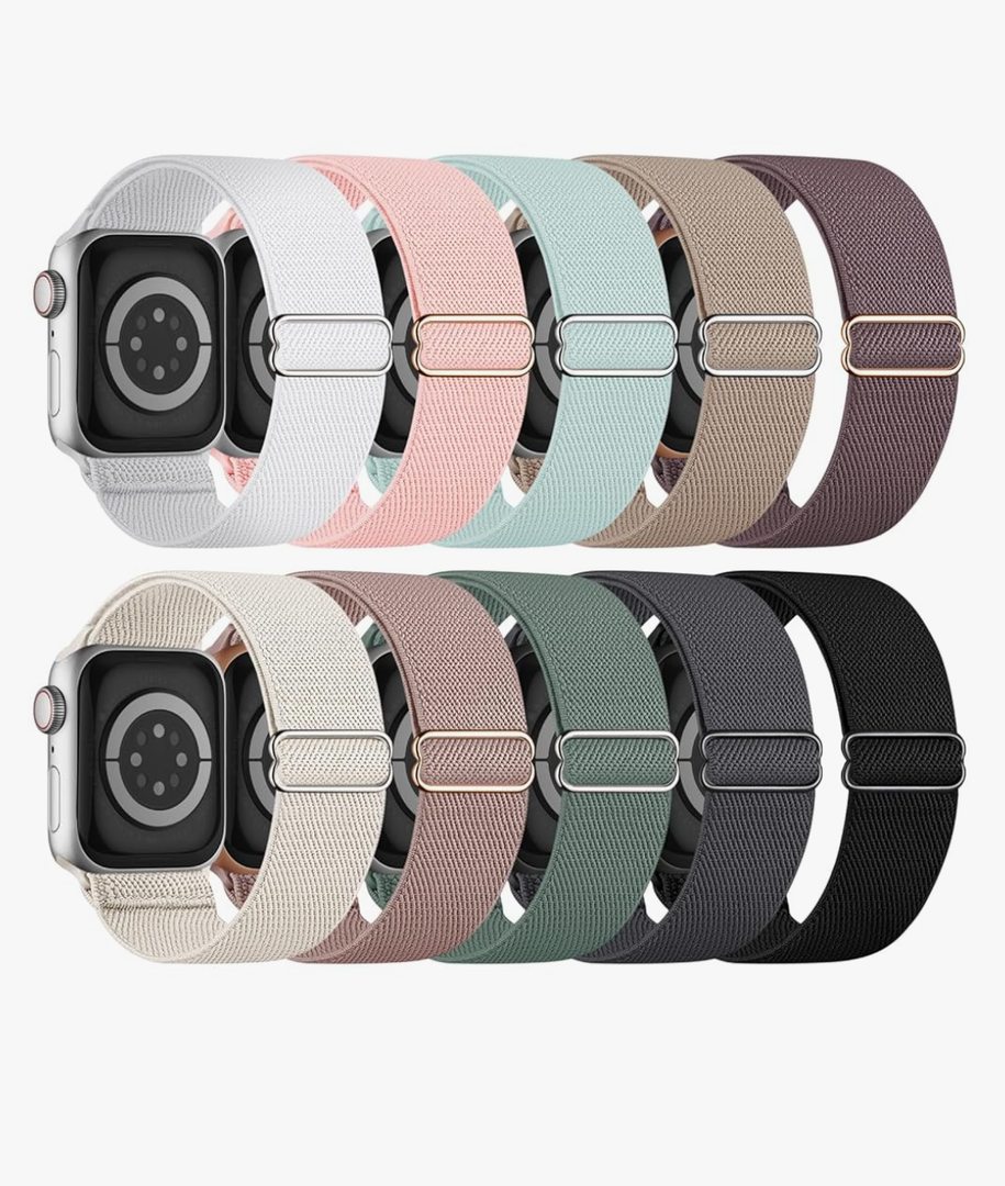 8Pack Stretchy Bands Compatible with Apple Watch Band 40mm 38mm 41mm 42mm 44mm 45mm 46mm 49mm Women Men, Water-Resistant Solo Loop Elastic Sport Straps for iWatch Series 10 9 8 7 6 5 4 3 SE Ultra
