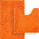 BOANKODU Bath Mat Sets 2 Piece, Soft Chenille Absorbent Non-Slip Mat, 32x20 U Shape + 20x20 Inch; Machine Washable (Orange)