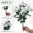 16 Bundles Artificial Roses for Front Door Outdoor Decor, Realistic Fake Silk Bouquets Flowers Faux UV Resistant Real Looking Rose Plants for Garden Balcony Farmhouse Home Spring Summer Decor (White)