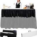 Portable Bar Top Riser Tables with Skirt, Black Skirt, 6 ft, White | Folding Bar Riser, Mobile Table Foldable Portable Risers, with Carry Case, for Events Banquets Weddings Picnics Home Party