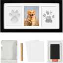 Dog Paw Print Photo Frame Kit with No Toxic Clay & No Mess Ink Pad, Wooden Pet Memorial Picture Frames, Dog Paw Print Kit Keepsake, Cat Paw Print Impression Kit, Memorial Gifts for Pet Lovers