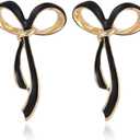 Gold/Black Bow Drop Earrings for Women Ribbon Earrings Bowknot Earrings