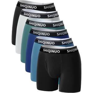 Mens Boxer Briefs Cotton Underwear, Moisture Wicking, Breathable, No Ride Up, 3D Pouch Support (3X-Large, 06-2black/Blue/Green/Navy/White)