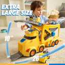 Vroomix JOVA Extra Large Toy Trucks for Toddlers, 3-Layer Construction Trucks for Boys, 7-in-1 Big Carrier Truck with Siren & Lights and 6 Toy Cars, Birthday Gifts for Boys Kids