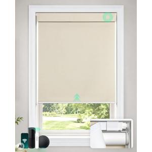 LazBlinds Motorized No Drill Blackout Roller Shades, 41" W x 72" H, Beige