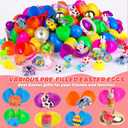 [ 6 Surprise Golden Eggs ] 100 Pack Prefilled Easter Eggs Filled with Assorted Toys Inside, Pre Filled Plastic Easter Eggs Fillers for Easter Hunt, Easter Basket Stuffers, Easter Party Favors