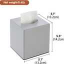 Y-in Hand Tissue Box Cover, Square Facial Tissue Holder Storage for Bathroom Vanity, Countertops, Dressers, Night Stand, Parlors and Offices - Grey