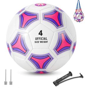 STEEFAN Pink Soccer Ball Full Size 3/4/5 for Kids Outdoor Play,Color Change Soccer Stuff with Official Size Ball Needles and Air Pump,Gift for Kid Teen Girl Junior,Indoor Outdoor Game Soccer Ball (Size 4-Pink: Recommend age:6-8)