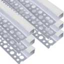 inShareplus Plaster-in LED Channel, 3.3ft/1M 6Pack LED Aluminium Channel with Milky Diffuser, Trimless Recessed Single-Sided Aluminum Profile LED Strip Diffuser for Under Cabinet and Corners of Wall, single-edge-6-pack