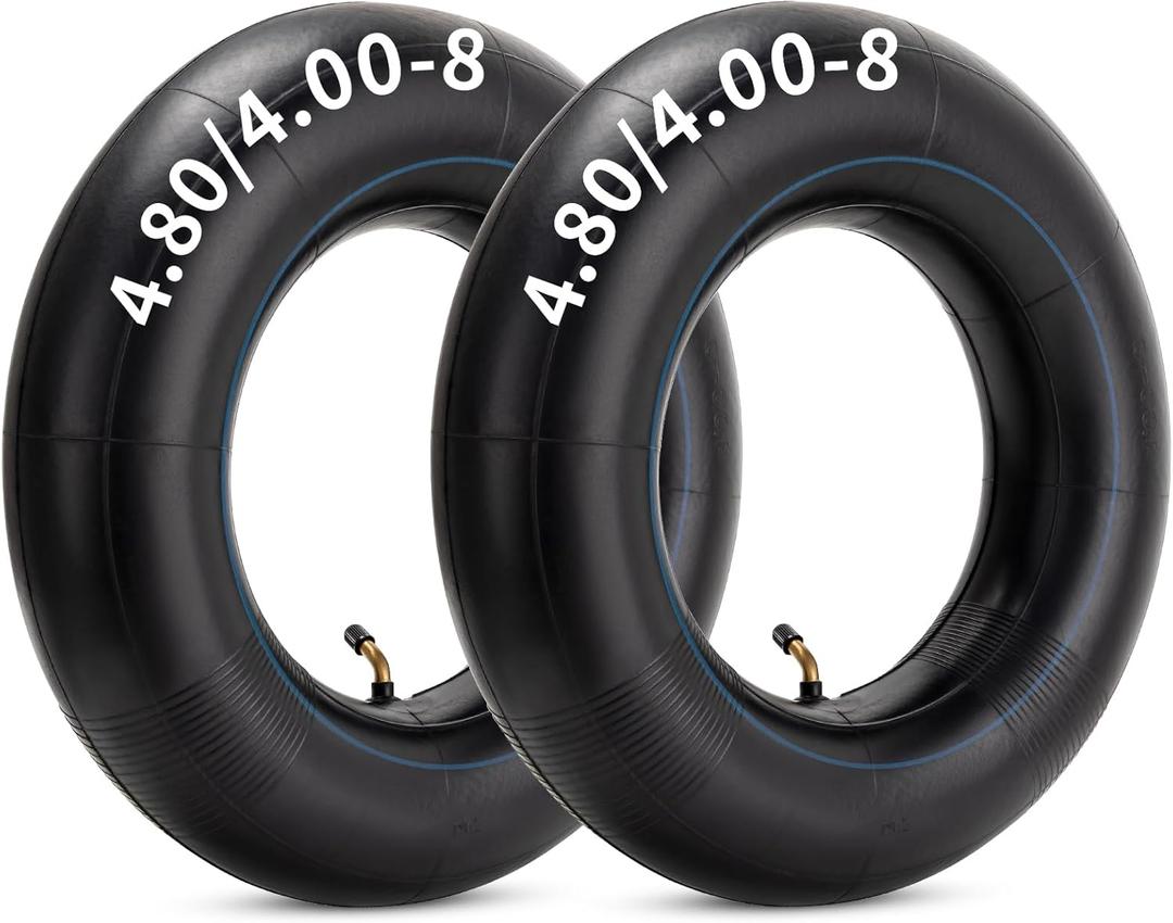 Heavy Duty 4.80-8/4.00-8 Inch Replacement Tire Inner Tube, 4.80/4.00-8 Innertube with TR87 Angled Valve for Wheelbarrows, Mowers, wagons and More for 4.80-8 4.00-8 480/400-8 Tires Pack of 2