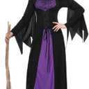Women's Witch Fancy Dress Halloween Costume with Witch Hat for Adult Cosplay (X-Large, Purple)