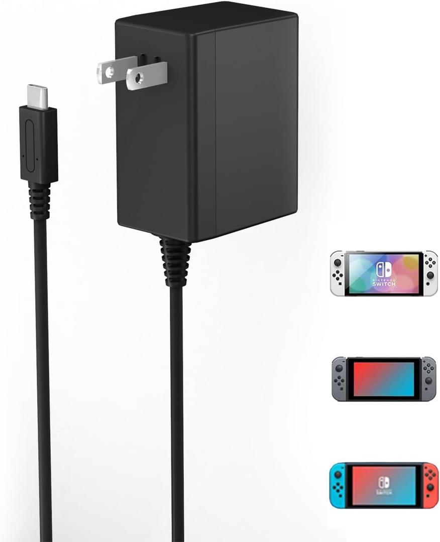 Charger for Nintendo Switch,39w AC Power Nintendo Supply Adapter 15V 2.6A Fast Charging,with 6.6FT USB C Cord Compatible with Nintendo Switch Lite/LITE/OLED,Support TV Dock/Phones