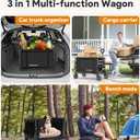 Raynesys 3 in 1 Collapsible Wagon Converts to Bench, 220lbs Foldable Wagon Cart with Wheels, 120L Shopping Cart for Groceries Folding Utility Wagon for Beach, Garden, Camping, Sport, Black