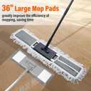 Dust mop for Hardwood Floors,Commercial Industrial Dust Mop with Long Handle,36" Microfiber Mops for Floor Cleaning,Washable 2 Cotton Pad and 2 Microfiber Pads for Office Garage Warehouse