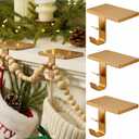 2 in 1 Fireplace Garland and Stocking Hangers for Mantel Heavy Duty Christmas Stocking Holders for Mantle Metal Garland Hooks Xmas Holiday Decoration(Brass,6 pack)
